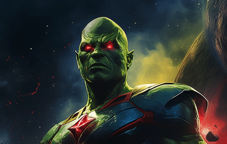 Bald Martian Manhunter in space, illustration
